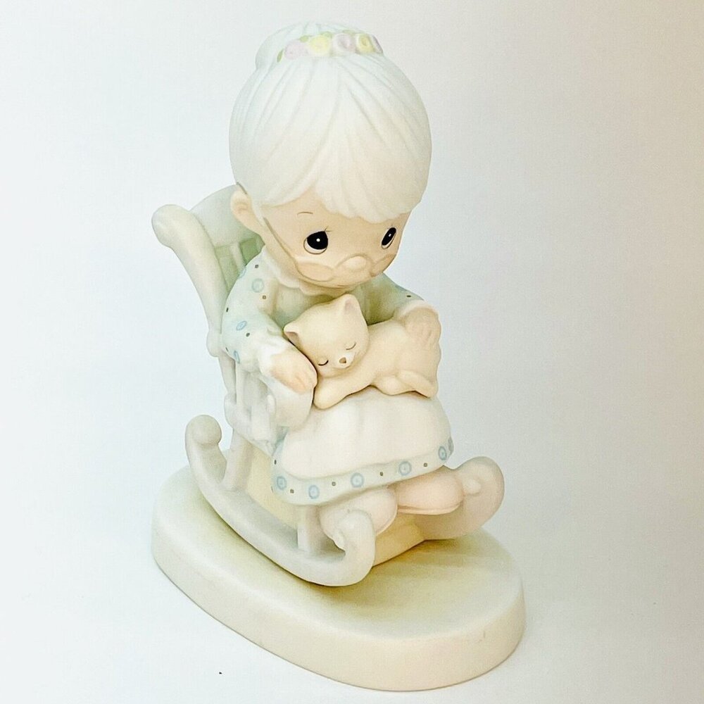 VTG Precious Moments Figurine Enesco Purr-fect Grandma With Cat 5”T 1979 Japan - Picture 11 of 12